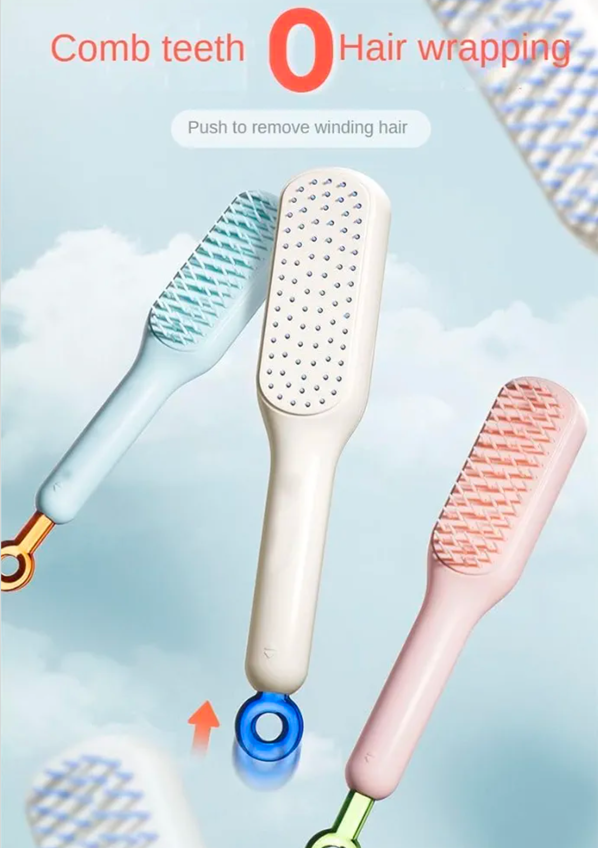 Self Easy Clean Hair Brush One Pull Clean Hair Brush Hair Dressing Comb Anti-Static Massage Comb